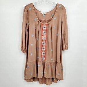 Umgee Floral Embroidered Boho Tunic Top